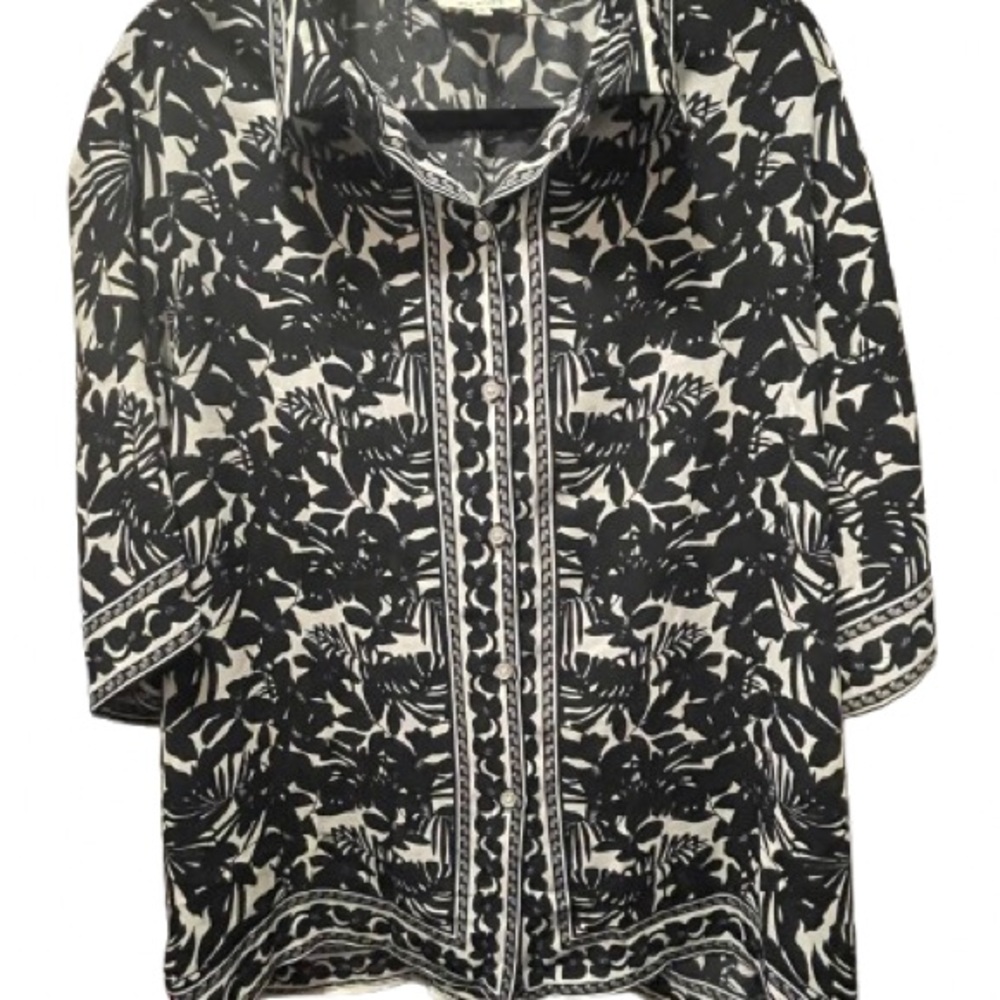 Black and White Floral Women's Top